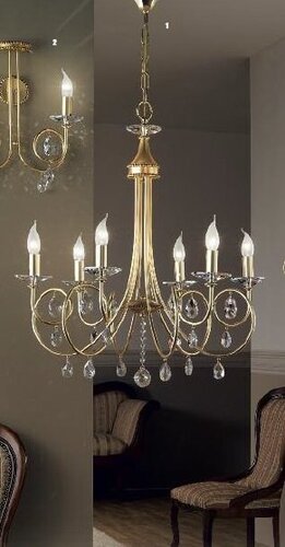 Vícečetná - OR LU 1670/6 ZLATO Závěsné svítidlo matné zlato, Swarovski závěsy, průměr 74 cm - ORION - foto 1