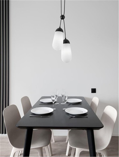 Vícečetná - NV 9092825 Závěsné svítidlo BLAKY matný černý kov a opálové sklo E14 2x5W bez žárovky - NOVA LUCE - foto 1