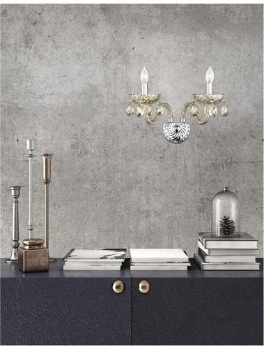 Dekorativní - NV 71231403 Nástěnné svítidlo ZENO chromovaný hliník koňak sklo a K9 křišťály nastavitelné E14 2x5 W bez žárovky - NOVA LUCE - foto 1