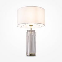 Stolní lampy dekorační - M MOD304TL-01G Stolní lampa Muse E27 60W bílá textil/sklo/zlatá - MAYTONI