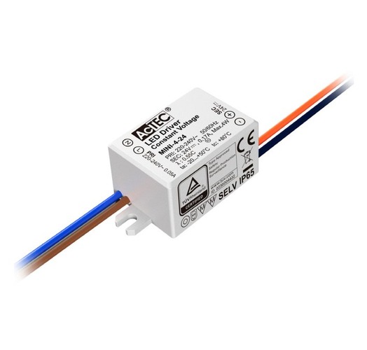 Stabilizované napětí - FAN I-DRIVER/4W-24V Driver ACTEC konst.napětí IP65 výstup DC 24V 0,17A 4W vstup AC100-240V 3,8x2,7x2,1 cm - FANEUROPE - foto 1