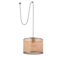 Válec - FARO 68604-49 MAMBO 450 závěsné svítidlo, černá/ratan, pr.450 se zástrčkou - FARO