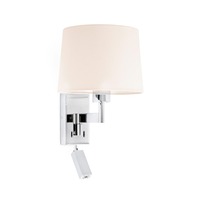 Dekorativní - FARO 68493-02 ARTIS chrom/béžová nástěnná lampa se čtecí lampičkou - FARO