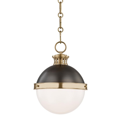 Koule - HVLG 4019-ADB-CE Závěsné svítidlo LATHAM ocel/sklo starobronz/opál E27 1x13W - HUDSON VALLEY - foto 1