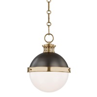 Koule - HVLG 4019-ADB-CE Závěsné svítidlo LATHAM ocel/sklo starobronz/opál E27 1x13W - HUDSON VALLEY