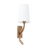 Dekorativní - FARO 29683-19 REM nástěnná lampa, starozlatá/bílá, se čtecí lampičkou - FARO