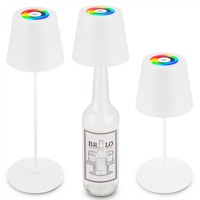 Stolní lampy dekorační - BRILO 7510016 BRILONER Calida 3 v 1 RGBW LED stolní lampička bezdrátová IP44, stmívatelné, dotykový vypínač, bílá 7510016