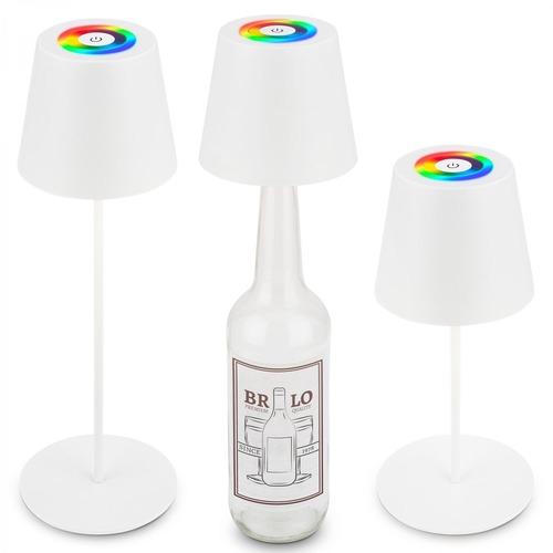 Stolní lampy dekorační - BRILO 7510016 Calida 3 v 1 RGBW LED stolní lampička bezdrátová IP44, stmívatelné, dotykový vypínač, bílá - BRILO - foto 1