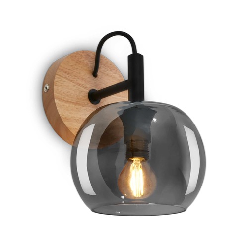 Dekorativní - BRI 2143014 Nástěnné svítidlo, 21 cm, 1x E14, max. 10W, barva dřeva - BRILONER - foto 1