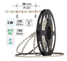 Hlavní osvětlení - ML-126.044.90.9-04000.1000X03 AKCE - LED pásek SMD2216 CW 238LED/m 7,2W/m DC 24V 700lm/m CRI90 IP20 4mm délka 4m vodič A 1,0m-X03