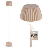 Stojací lampy - BRILO 1238011 nabíjecí stojanová lampa Riffle - 124 cm, 4,2W, 400lm, bezdrátová, LED, stmívatelná, dotykový vypínač, béžová - BRILO