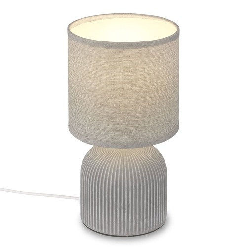 Stolní lampy dekorační - BRILO 7538014 Ino stolní lampička, látkové stínidlo, keramický podstavec, 15x28 cm (DxH), šedá - BRILO - foto 1