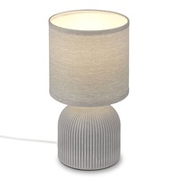 Stolní lampy dekorační - BRILO 7538014 Ino stolní lampička, látkové stínidlo, keramický podstavec, 15x28 cm (DxH), šedá - BRILO