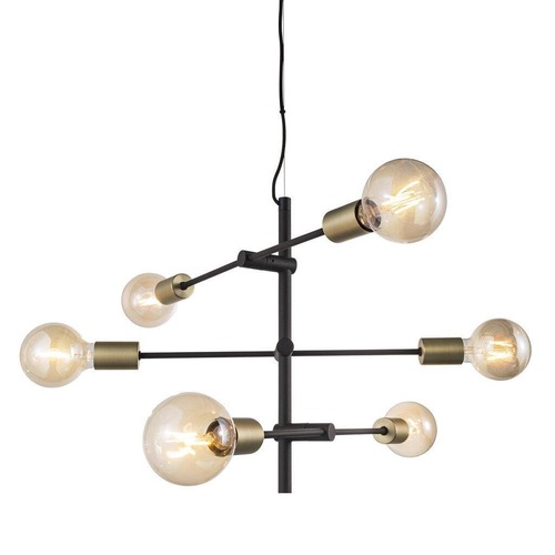Vícečetná - NOR 48933003 Závěsné svítidlo Josefine 6x28W E27 matná černá mosaz - NORDLUX - foto 1