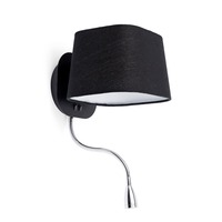 Dekorativní - FARO 29951 SWEET nástěnná lampa na čtení, černá, se čtecí lampičkou 1L - FARO
