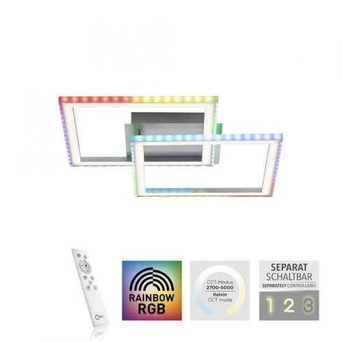 Hranatá - LD 14634-55 FELIX60 LED stropní svítidlo 44,5x44,5cm, stříbrná barva, otočné, RGB Rainbow, stmívatelné RGB+2700-5000K - LEUCHTEN DIREKT / JUST LIGHT - foto 1