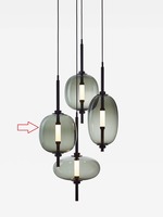 Dekorativní - BRO PC01389_006 Závěsné svítidlo UNDER PRESSURE VERTICAL MORE šedé kouřové sklo průhledné / černý lak / kabel černý - BROKIS