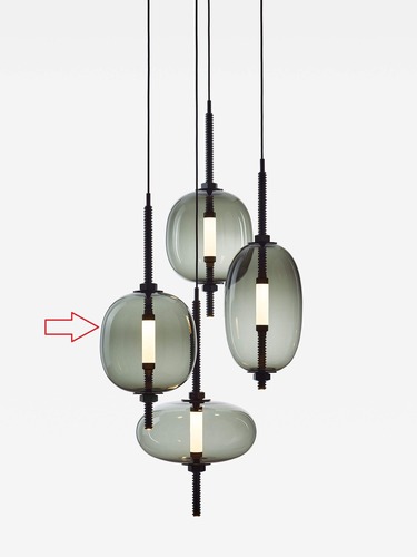 Dekorativní - BRO PC01389_006 Závěsné svítidlo UNDER PRESSURE VERTICAL MORE šedé kouřové sklo průhledné / černý lak / kabel černý - BROKIS - foto 1