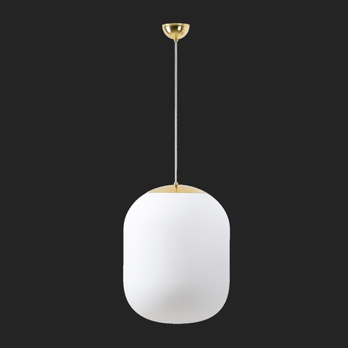 Nouzové osvětlení - OS TAN67868 TANIA S2 závěsné skleněné svítidlo mosaz leštěná / bílá IP40 4000 K 41W LED nouzové kombinované 3 h (původní kód OS 67868) - OSMONT - foto 1