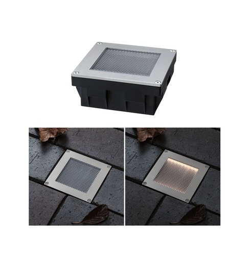 Zapuštěná - P 95742 Solární LED zemní svítidlo Sorea soumrakový senzor IP67 hranaté 100x100mm 3000K 0,1W 6lm 3,7V kov kartáčovaný ABS/polykarbonát/ocel - PAULMANN - foto 1