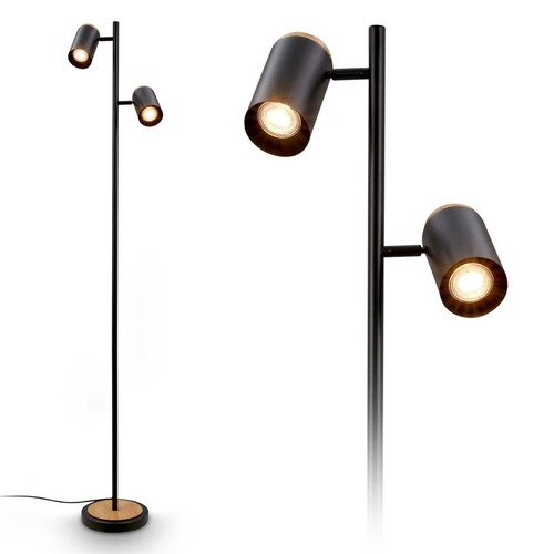 Stojací lampy - BRI 1859025 Duta stojanová lampa - vypínač, nastavitelná, GU10 patice, 2-ramenná, černá - BRILONER - foto 1