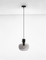Koule - NV 9236510 Závěsné svítidlo CINZIA kouřové sklo černý kabel černá kovová základna E27 1x12W 230V IP20 bez žárovky - NOVA LUCE