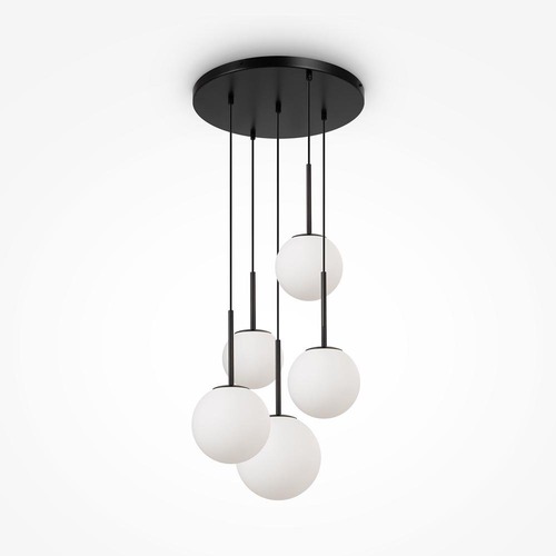 Vícečetná - M MOD321PL-05B Závěsné svítidlo Basic form E14 5x40W černý kov opálové sklo - MAYTONI - foto 1