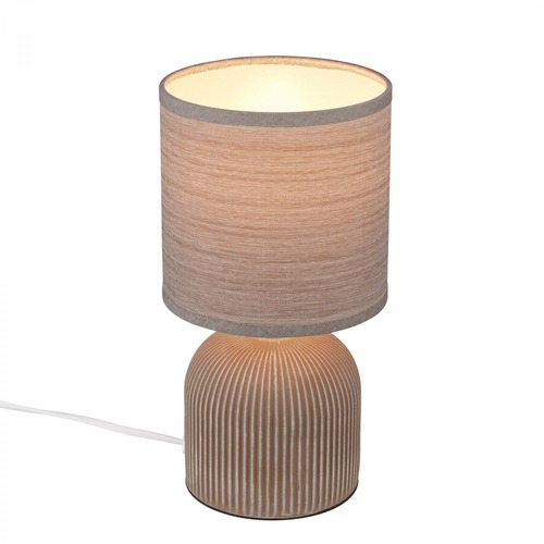 Stolní lampy dekorační - BRILO 7538011 Ino stolní lampička, látkové stínidlo, keramický podstavec, 15x28 cm (DxH), hnědá - BRILO - foto 1