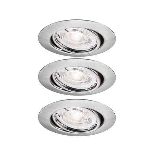 Kruhová - P 94950 LED vestavné svítidlo Base GU10 Flat výklopné 3x4W 230V 2700K kov kartáčovaný - PAULMANN - foto 1
