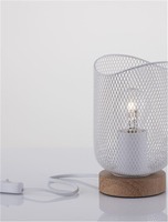 Stolní lampy dekorační - NV 9555800 Stolní lampa LYRON matný bílý kov přírodní dřevo E27 1x12W 230V IP20 bez žárovky - NOVA LUCE