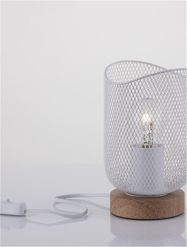 Stolní lampy dekorační - NV 9555800 Stolní lampa LYRON matný bílý kov přírodní dřevo E27 1x12W 230V IP20 bez žárovky - NOVA LUCE - foto 1