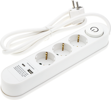 Zásuvky a adaptéry - 3 zásuvky + tlačítko ON/OFF a USBx2