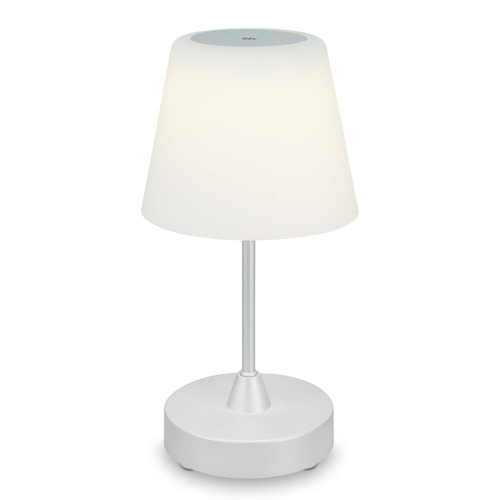 Na stůl - BRILO 7445014 LED bateriové stolní svítidlo pr.12,5 cm, LED modul, 3W, 350 lm, matný chrom (starý kód: BRILO 7445-014) - BRILO - foto 1