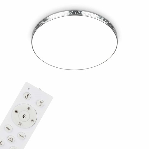 Kruhová - BRILO 3679-018 RGB-CCT LED stropní svítidlo, pr. 35,5 cm, 18W, 1850 lm, chrom - BRILO - foto 1