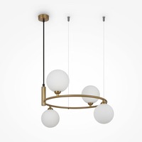 Kruhová - M MOD013PL-04BS1 Závěsné svítidlo Ring 4xG9 100W bílá/mosaz kov/sklo designové - MAYTONI