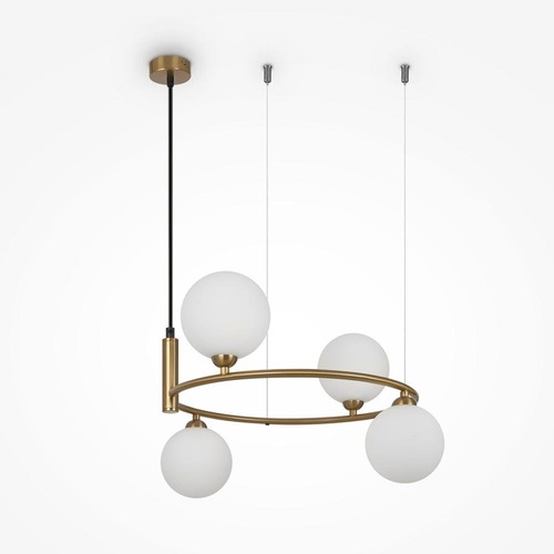Kruhová - M MOD013PL-04BS1 Závěsné svítidlo Ring 4xG9 100W bílá/mosaz kov/sklo designové - MAYTONI - foto 1