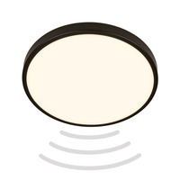 Kruhová - BRILO 3829015 Chet LED stropní svítidlo IP54, 3m dosah čidla, pohybové čidlo, černá - BRILO
