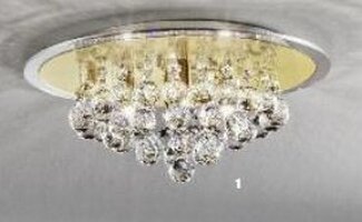 Dekorativní - OR DLU 2378/4/38 ZL Stropní svítidlo 4x40W G9 zlato/křištálové závěsy, pr. 38cm - ORION