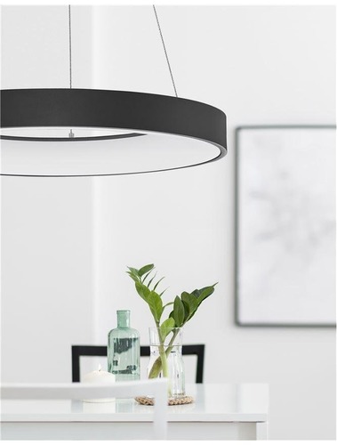 Kruhová - NV 9453453 Závěsné svítidlo RANDO THIN černý hliník a akryl LED 50W 230V 3000K IP20 stmívatelné - NOVA LUCE - foto 1