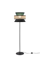 Stojací lampy - FAN I-GAZEBO-PT-VN Stojací lampa Gazebo zelená + černá + ratan, 1 x E27, pr. 40 x 145 cm - FANEUROPE