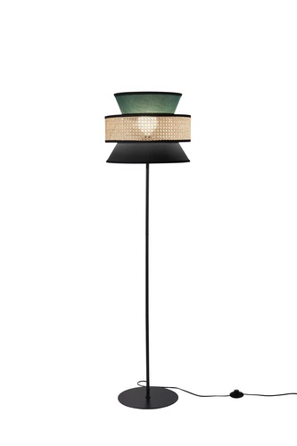 Stojací lampy - FAN I-GAZEBO-PT-VN Stojací lampa Gazebo zelená + černá + ratan, 1 x E27, pr. 40 x 145 cm - FANEUROPE - foto 1
