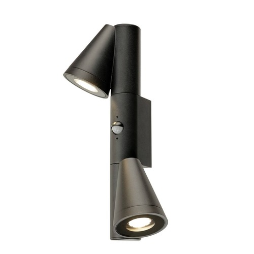 Nástěnná - LA 1008011 T-TUBE nástěnné svítidlo pro povrchovou montáž, GU10, dvojité, senzor, IP44, max. 10 W, černé - BIG WHITE (SLV) - foto 1