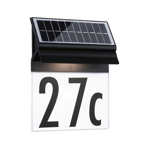 Nástěnná - P 94694 Solární LED domovní číslo a svítidlo Neda IP44 3000K černá - PAULMANN - foto 1