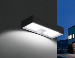 Solární - CEN DOMNE-061240 Venkovní nástěnné solární svítidlo LED DOMINO černá 6W 4000K IP65 - CENTURY