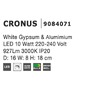 Nepřímé osvětlení - NV 9084071 Nástěnné svítidlo CRONUS bílá sádra a hliník LED 10W 220-240V 3000K IP20 - NOVA LUCE - foto 10