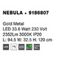 Podélná - NV 9186807 Závěsné svítidlo NEBULA zlatý kov LED 33.6W 230V 3000K IP20 - NOVA LUCE - foto 10