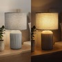 Stolní lampy dekorační - BRILO 7539014 Ino stolní lampička, látkové stínidlo, keramický podstavec, 22x37,5 cm (DxH), šedá - BRILO - foto 10