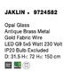 Dekorativní - NV 9724582 Závěsné svítidlo JAKLIN opálové sklo antický mosazný kov zlatý kabel G9 5x5W 230V IP20 bez žárovky - NOVA LUCE - foto 10
