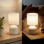 Stolní lampy dekorační - BRILO 7538016 Ino stolní lampička, látkové stínidlo, keramický podstavec, 15x28 cm (DxH), bílá - BRILO - foto 10