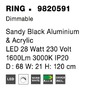 Kruhová - NV 9820591 Závěsné svítidlo RING černý hliník a akryl LED 28W 230V 3000K IP20 stmívatelné - NOVA LUCE - foto 10